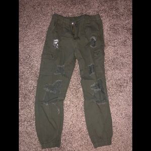 Green Ripped Cargo Pants